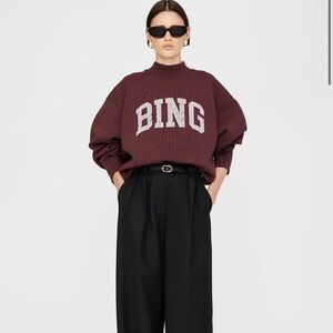 Anine Bing Bradie Sweatshirt in Deep Burgundy